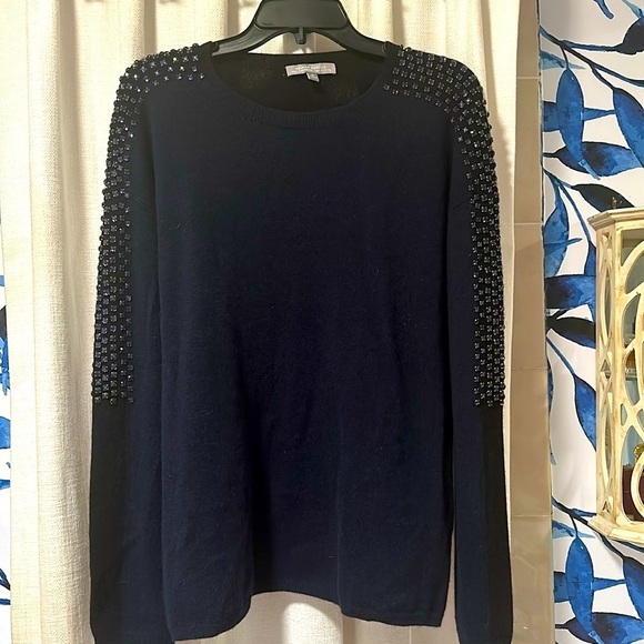 Neiman Marcus Sweaters - Women’s Neiman Marcus Cashmere Blue & Black Rhinestone Embellished Sweater Sz M